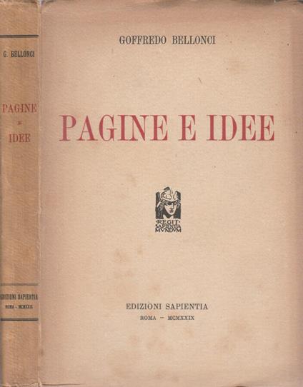 Pagine e idee - Goffredo Bellonci - copertina