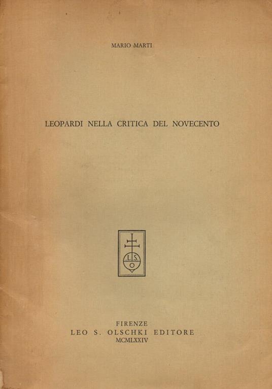 Leopardi nella critica del Novecento - Mario Marti - copertina
