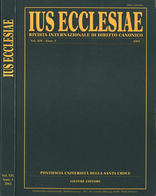 Ius ecclesiae Vol. XIV Num. 3 - copertina