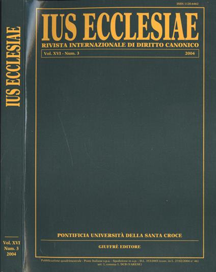 Ius ecclesiae Vol. XVI Num. 3 - copertina