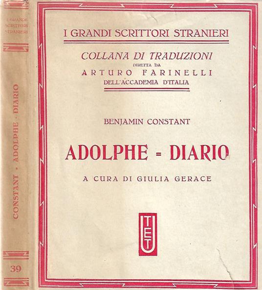 Adolphe = Diario - Benjamin Constant - copertina
