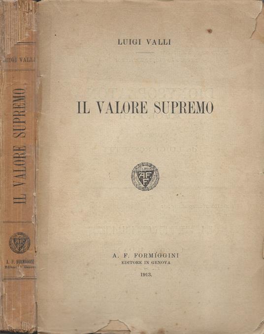 Il valore supremo - Luigi Valli - copertina