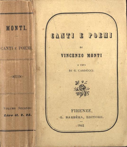 Canti e poemi - Vincenzo Monti - copertina