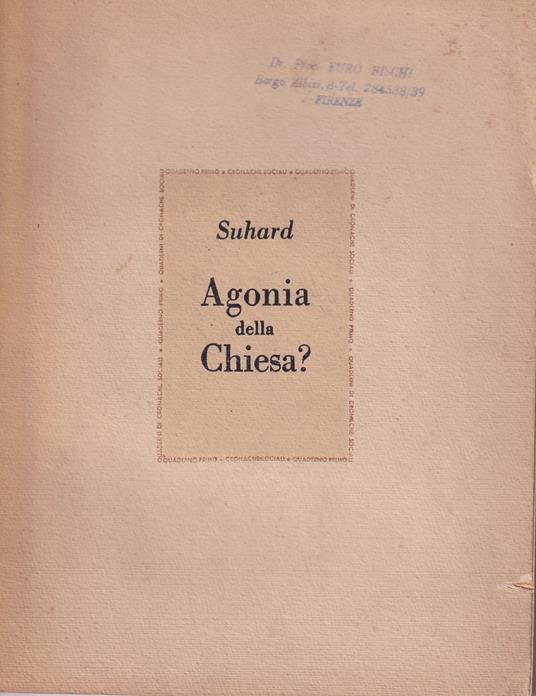 Agonia della Chiesa? - Emmanuel Suhard - copertina