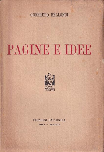 Pagine e idee - Goffredo Bellonci - copertina