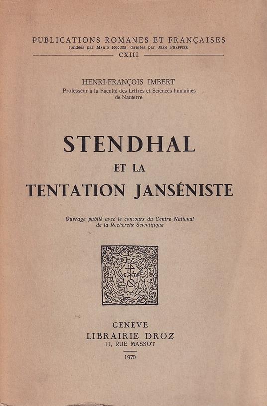 Stendhal et la tentation janséniste - copertina