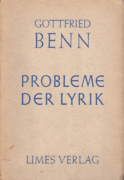 Probleme der Lyrik - Gottfried Benn - copertina