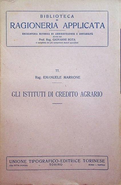 Gli Istituti di credito agrario - copertina