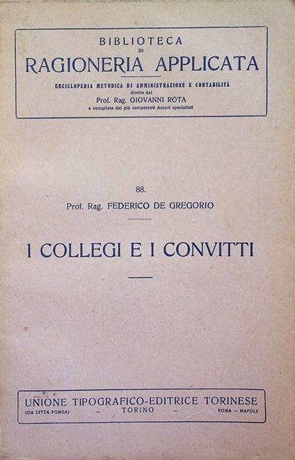 I collegi e i convitti - Enrico De Gregorio - copertina