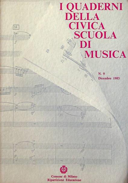 Quaderni della Civica Scuola di Musica: N.9 - dicembre 1983, - copertina