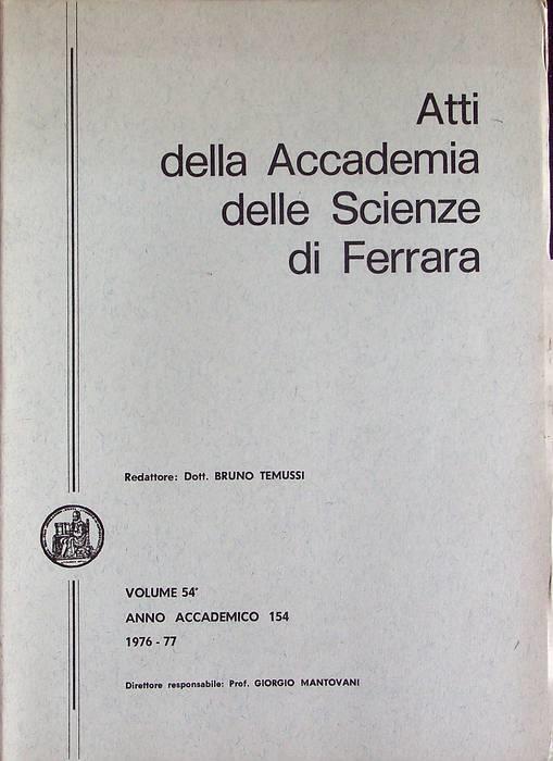 Atti della Accademia delle scienze di Ferrara: volume 54°: anno accademico 154 (1976-1977) - copertina