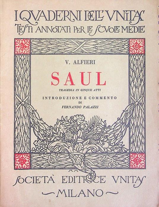 Saul: tragedia in cinque atti - Vittorio Alfieri - copertina