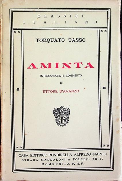 Aminta - Torquato Tasso - copertina