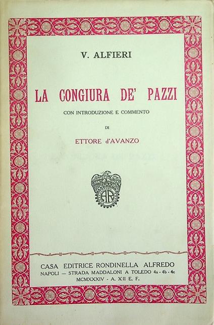 La congiura de' Pazzi - Vittorio Alfieri - copertina