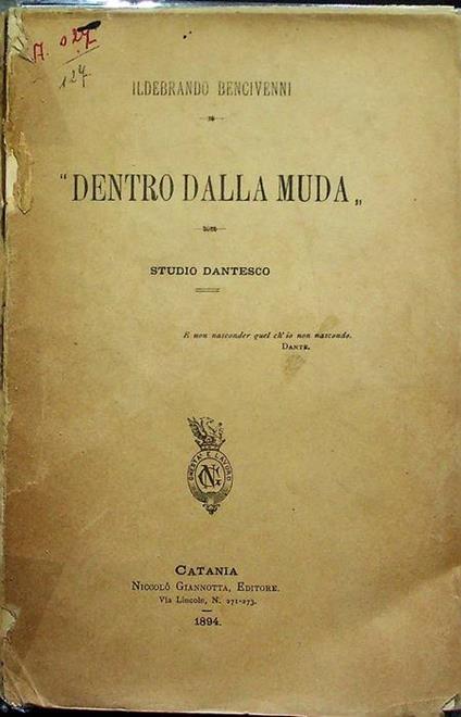 Dentro dalla muda: studio dantesco - copertina