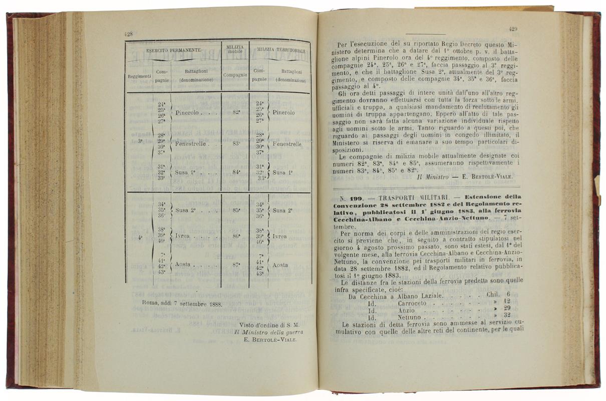 GIORNALE MILITARE 1888. Parte Prima