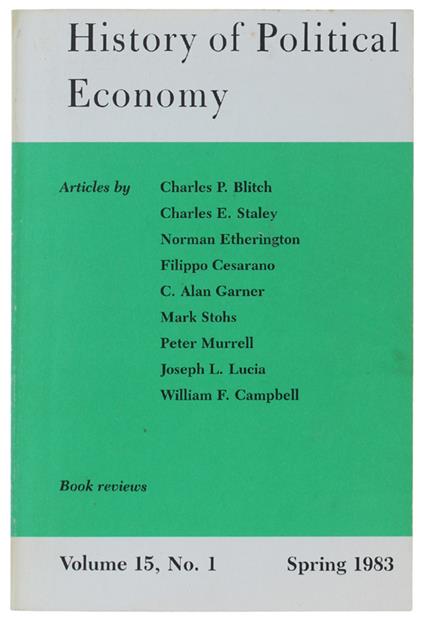 HISTORY OF POLITICAL ECONOMY. Volume 15, No. 1 - Spring 1983 - copertina