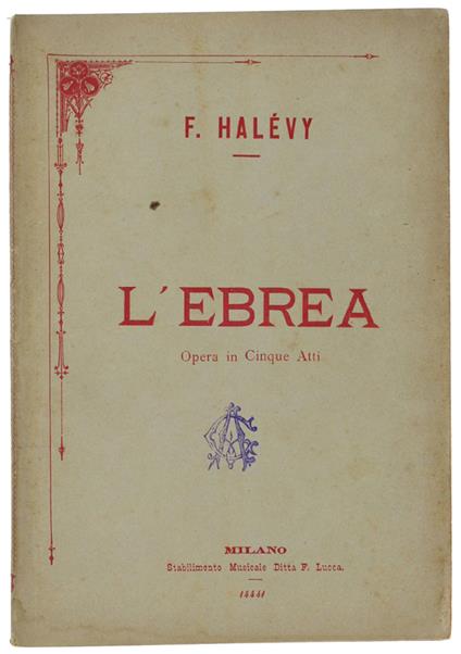 L' EBREA. Opera in cinque atti - copertina