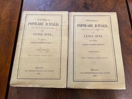 Storia popolare d'Italia dalle origini fino ai nostri giorni. Terza edizione riveduta ed emendata dall'autore - copertina