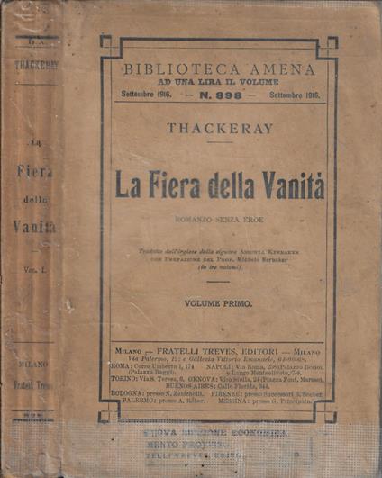 La fiera della vanità Vol. I - William M. Thackeray - copertina