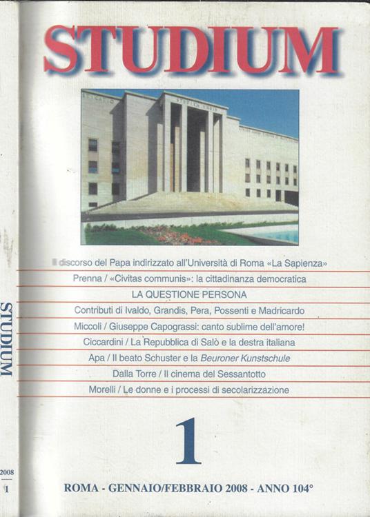 Studium n. 1 Anno 2008 - copertina