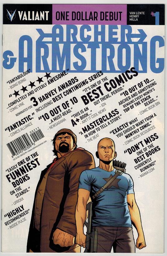 One Dollar Debut Archer and Armstrong No. 1 Valiant 2014 VF - copertina