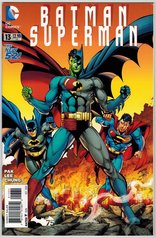 Batman Superman 13 DC Comics 2014 VF New 52 75th Anniversary Variant - copertina