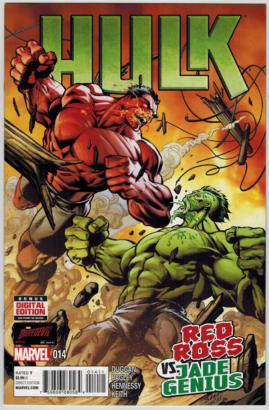 Hulk no. 14 Marvel Comics 2015 VF Mark Bagley Cover - copertina