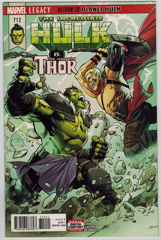 Incredible Hulk no. 712 Marvel Comics 2018 VF Greg Land Cover - copertina