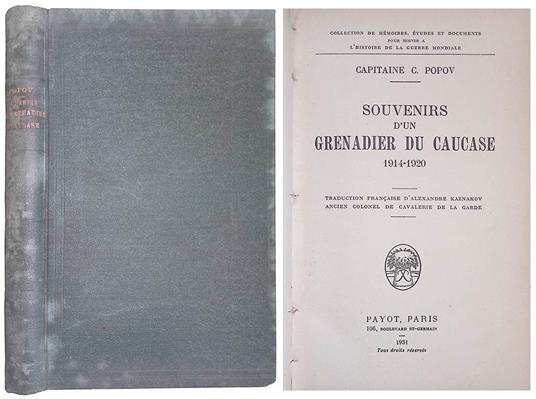 Souvenirs d'un grenadier du Caucase 1914-1920 - copertina