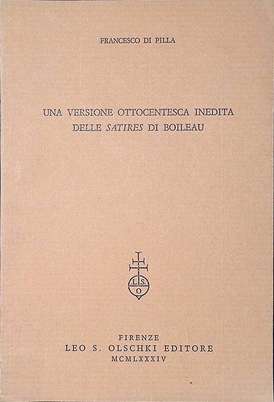 Una versione ottocentesca inedita delle Satires di Boileau - Francesco Di Pilla - copertina