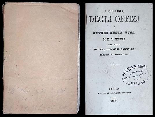 I Tre Libri degli Offizj. O Doveri della vita - copertina