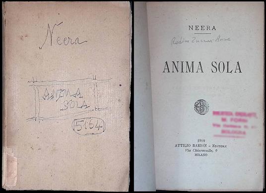 Anima sola - Neera - copertina