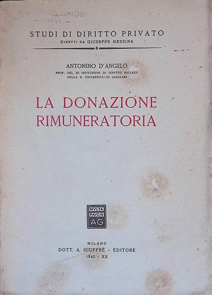 La donazione rimuneratoria - Antonino D'Angelo - copertina
