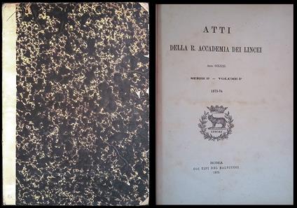 Atti della R. Accademia dei Lincei - Anno CCLXXI. Serie II - Volume I 1873-74 - copertina
