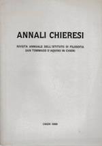 ANNALI CHIERESI. Rivista annuale dell’Istituto di Filosofia San Tommaso d’Aquino in Chieri. 1988