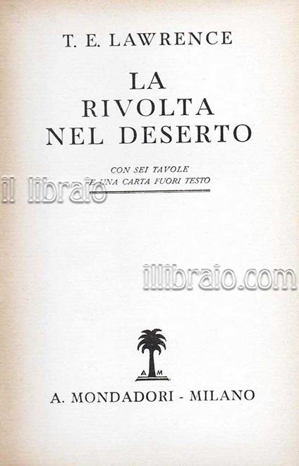 La rivolta nel deserto - Thomas Edward Lawrence - copertina