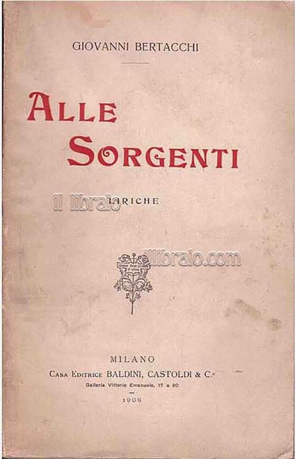 Alle sorgenti. Liriche - copertina