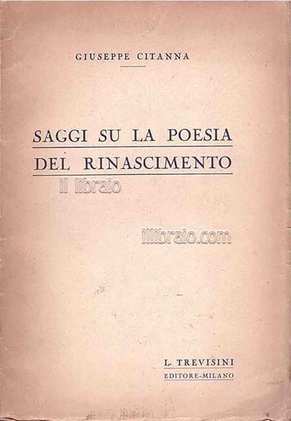 Saggi su la poesia Rinascimento - copertina