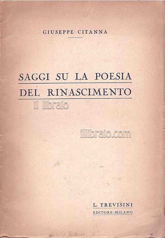 Saggi su la poesia Rinascimento - copertina