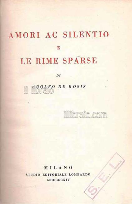 Amori ac silentio e Le rime sparse - copertina