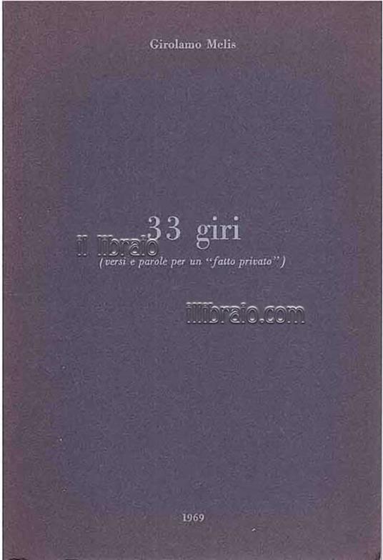 33 giri (versi e parole per un fatto privato) - copertina