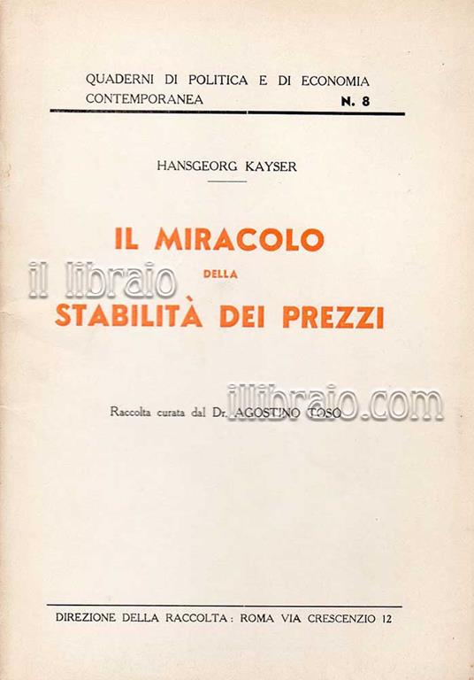Il miracolo della stabilità dei prezzi - copertina