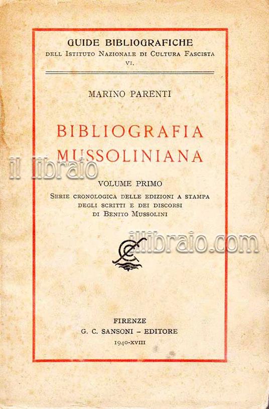Bibliografia Mussoliniana - copertina