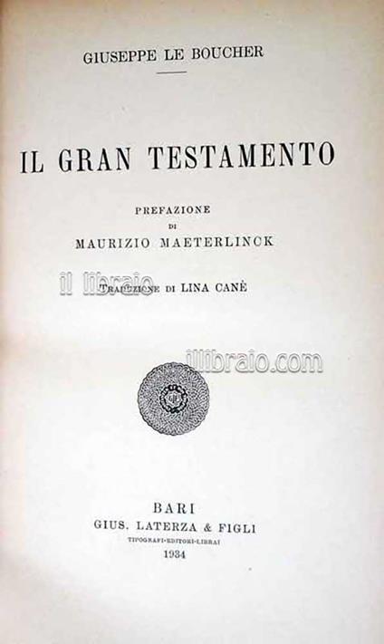 Il gran testamento - copertina