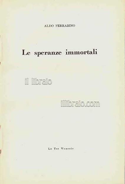 Le speranze immortali - copertina