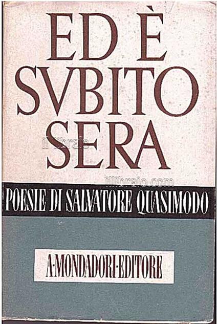 Ed è subito sera - copertina