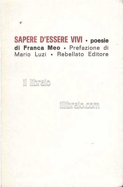 Sapere d'essere vivi - copertina