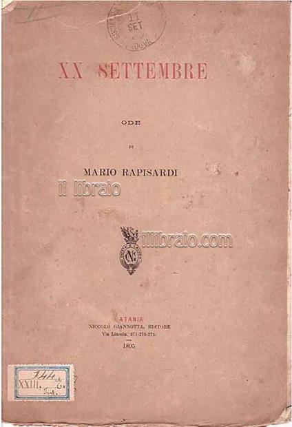 XX settembre. Ode - copertina