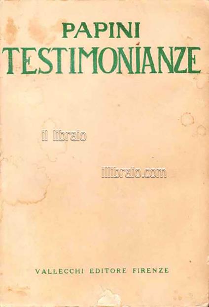 Testimonianze - Giovanni Papini - copertina